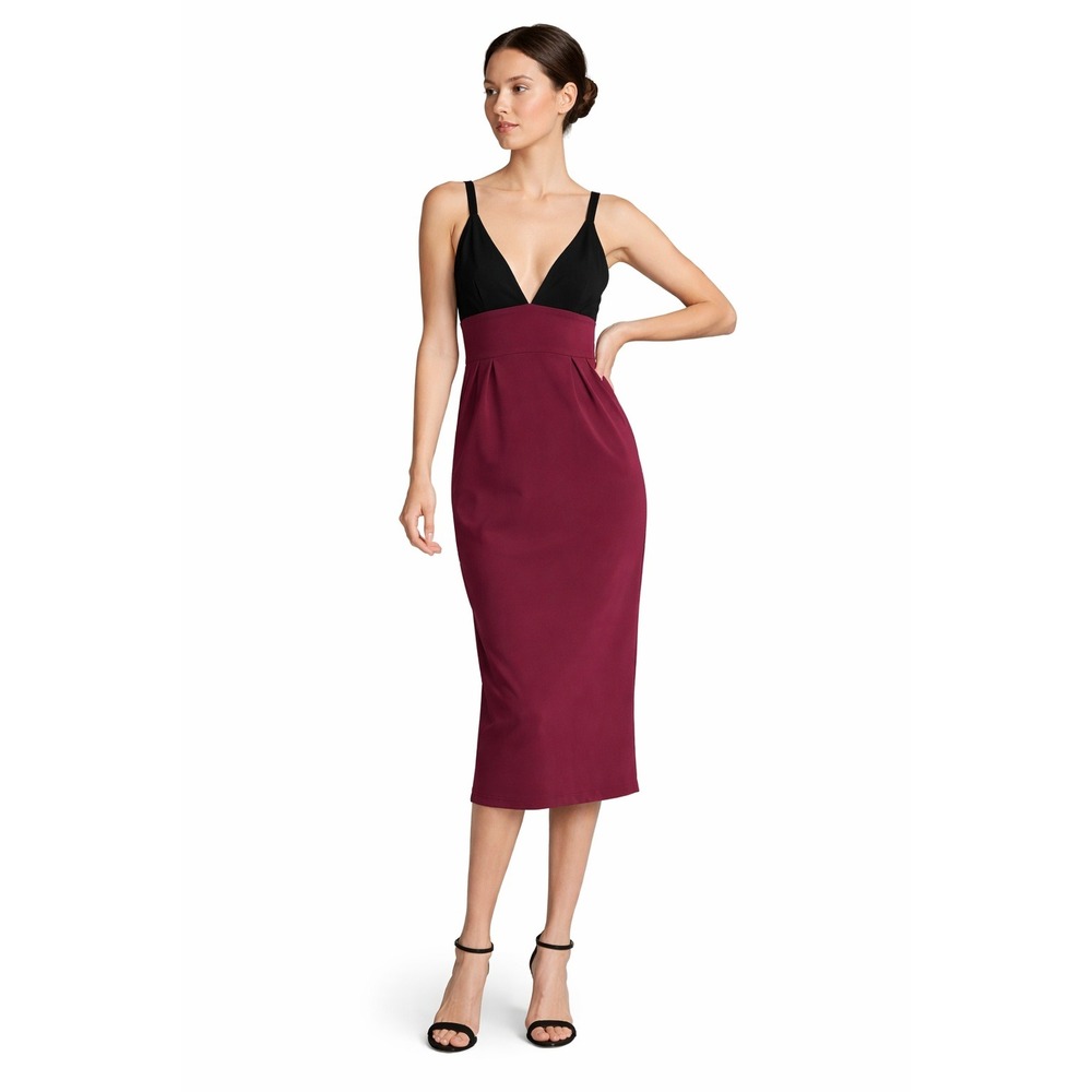 Jill Jill Stuart Midi Dress Black/Pandora Quiet Luxury‎ Chic Cocktail Size 14